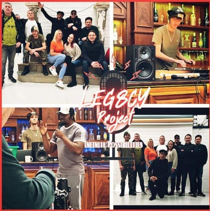 A collage of Leg8cy Project group photos and community events